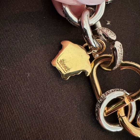 Versace Medusa Gold Charm Two Tone Embellished Chain Chunky Necklace 😍 - Picture 6 of 7